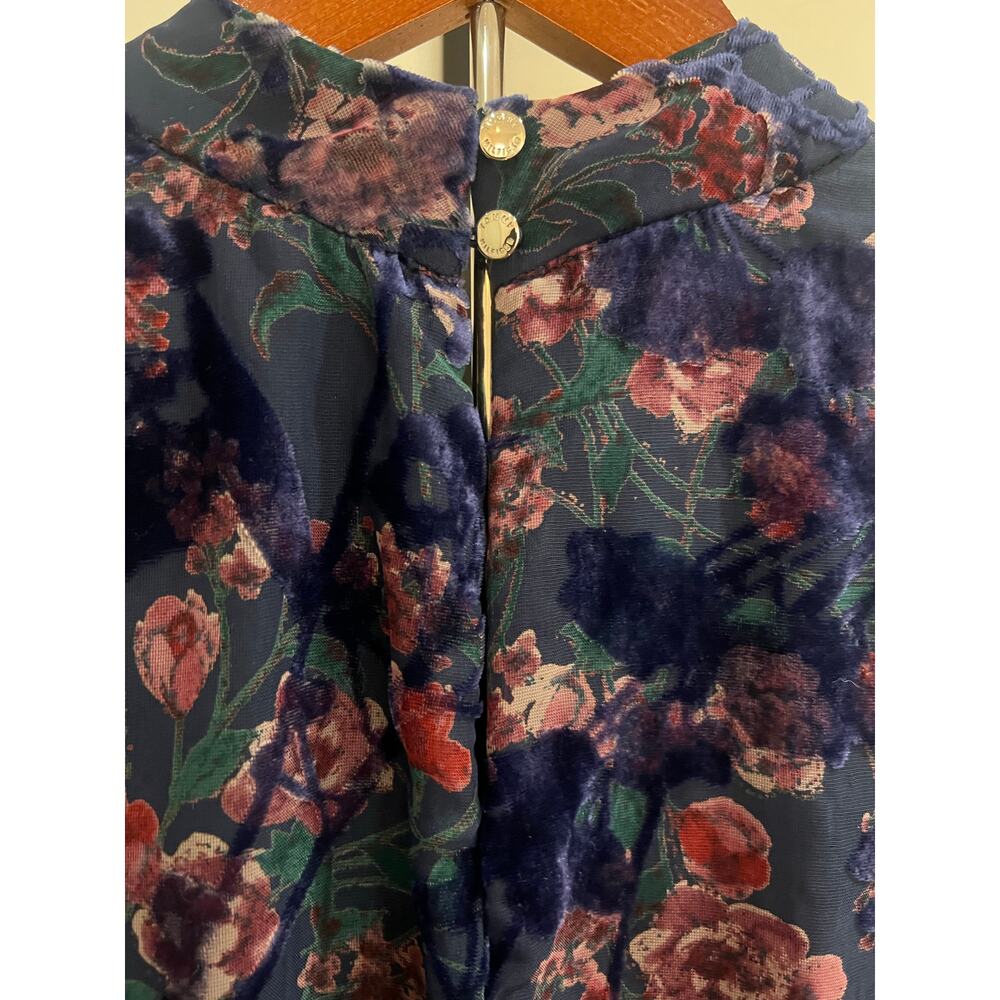 Tommy Hilfiger Navy Floral Velvet Detail Dress – Size 6 - Picture 3 of 7